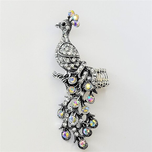 Rhinestones Peacock Ring Stretch Band Rainbow Iridescent Ring- HOST PICK! - Picture 2 of 12
